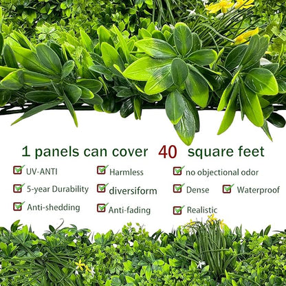 Artificial Plant Wall Roll: 48 X120 in (40 sqft) UV-Anti Ivy Privacy Fence Screen Faux Greenery Panels Backdrop Boxwood Ivy Vine Leaf Hedge Fence for Indoor Outdoor Green Decor