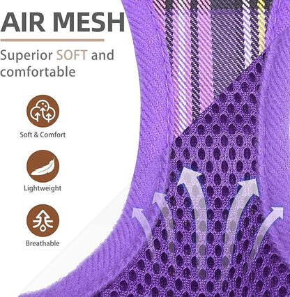 PUPTECK Adjustable Dog Harness Collar and Leash Set Step in No Pull Pet Harness for Small Medium Dogs Puppy and Cats Outdoor Walking Running, Soft Mesh Padded Reflective Vest Harnesses, Purple M