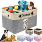 Personalized Dog Cat Toy Storage Basket with Photo & Name, Custom Collapsible Pet Organizer Bin with Handles for Toys, Clothes, Blankets & Pet Supplies