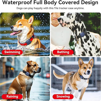 DDJ 2-Pack Dog Collar Holder for Tile Life360 Mate (2024) 2022 Tracker, Waterproof Silicone Cover Full-Body Protective Case for Tile Mate Tracker Cat Collar, Ultra Durable/Scratch Resistant,Navy Blaze