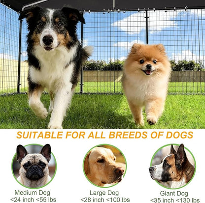 Gotland Dog Kennel Outdoor 10 x10 x6 FT, Dog Cage Outdoor for Medium/Large Dogs with Waterproof Roof Double Secure Locks Ground Spikes, All Weather Heavy Duty Dog Enclosure for Backyard Farm Ranch