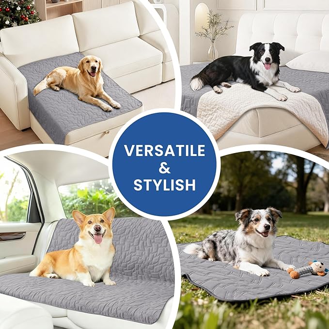 Waterproof Dog Bed Cover, Non-Slip Dog Blanket for Couch, Couch Covers for Dogs Washable, Pet Blanket for Furniture, Pet Bed Mat for Sofa, Car, Pet Supplies (40x50 Inch, Light Grey)