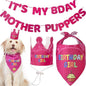 Dog Birthday Party Supplies - Bday Decoration Set - Birthday Girl Bandana for Medium, Large Dogs, Party Hat, Crown and Cute Banner with It's My Birthday Mother Puppers Sign
