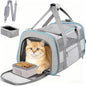 Soft-Sided Cat Carrier for Pets Up to 15lbs, Airline Approved Under-Seat Travel Carrier, 17x12x11 Inch, TSA Approved with Collapsible Bowl, Breathable Mesh & Removable Pad, Lightgrey