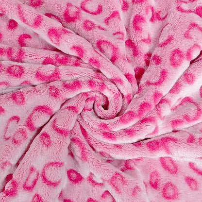 Bnuitland Pink Leopard Print Flannel Throw Blanket, 300 GSM Double Sided Fuzzy Fluffy for Bed Sofa Couch Travel, Super Soft Lightweight Cheetah Print Blanket for Adults and Kids, 50×60 inch