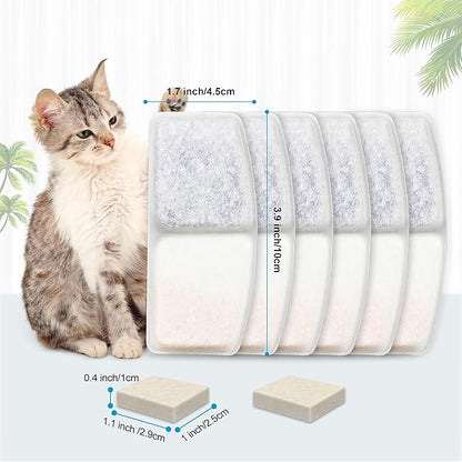 Cat Water Fountain Filters, 6 Pack Replacement Filters for Pet, Pre-Filter Sponges Set for Stainless Steel 67oz, 88oz, 95oz, 135oz Automatic Dog Pet Fountain Water Dispenser