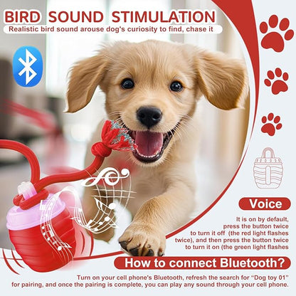 Interactive Dog Toy, [Newly Upgraded] Motion Activated Rolling Squeaky Ball for Medium/Large Dogs, Automatic Moving Dogs Ball for Boredom, USB Rechargeable(Red)