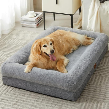 BFPETHOME Orthopedic Dog Beds for Extra Large Dogs, Washable Large Pet with Bolster, Orthopedic Large Dog Mats with Removable Covers & Waterproof Pet Bed for Pet