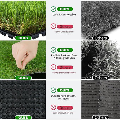 XLX TURF Interlocking Fake Grass Tiles Pad for Dogs Potty Training- 12" x 12" Pet Artificial Grass Squares with Drainage, 6 Pack