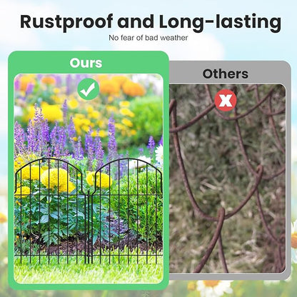 19Pcs Decorative Garden Fence, 20in(H)/20.5ft(L) Rustproof Metal Fences Animal Barrier Outdoor for Yard, Flower Bed Edging Ornamental Border Panel for Dogs, Rabbits, Dig Defence, Garden Decor, Patio