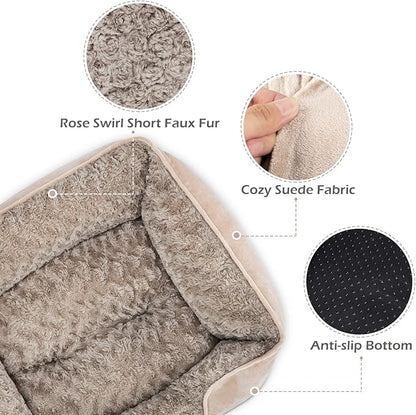 INVENHO X-Large Dog Bed for Large Medium Small Dogs Rectangle Washable Dog Bed, Orthopedic Dog Bed, Soft Calming Sleeping Puppy Bed Durable Pet Cuddler with Anti-Slip Bottom XL(35"x25"x10")