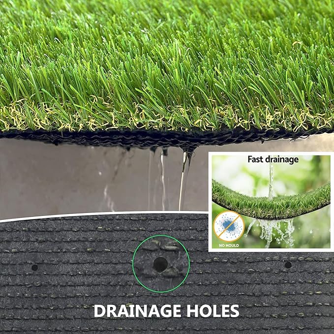 Artificial Grass Rug Outdoor Indoor 1FTX13FT Fake Grass Carpet Green Synthetic Grass Pet Turf Realistic Faux Grass Rug with Drain Holes for Garden Lawn Landscape Balcony Home Decor Patio