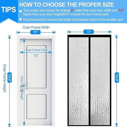 RELIANCER Magnetic Thermal Insulated Door Curtain,Waterproof EVA Door Cover,Fit Doors Size Up to 70"x78",Temperature Protection Insulated Doorway Curtain Partition,Patio Self-Closing Doors Net Screen