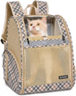 Cat Backpack Carrier for Small Dogs and Medium cat Puppy Kitten Bunny Pet Carrier Backpack Collapsible with Fully Ventilated Mesh with Safety Leash (Khaki, 12.9" L x 10.62" W x 15.5" H - M)