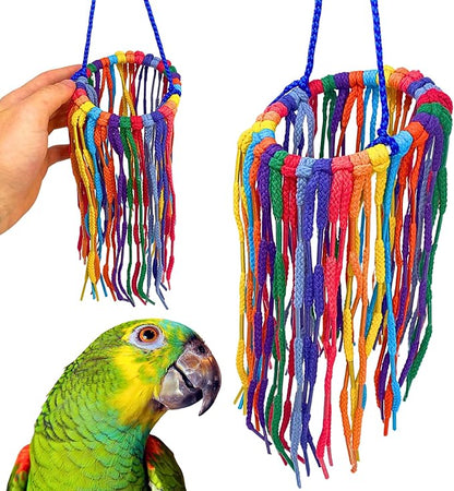Bonka Bird Toys 51213 Large Aglet Heaven 9" Hanging Cotton Shoelace Ring Toy for Medium to Large Birds Like Eclectus Amazons African Greys