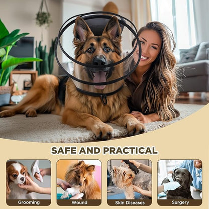 Dog Cone Collar for After Surgery,Transparent Dog Cones Alternative for Small Large Medium Size Dogs,Adjustable Depth Pet Recovery Collars,Elizabethan Collar for Dogs Stop Licking Wound(XXL)