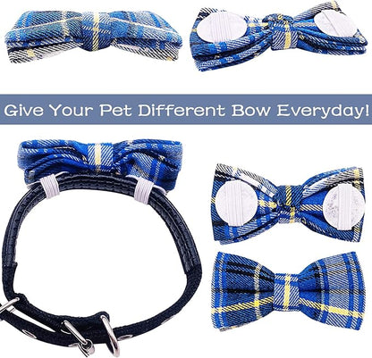 PET SHOW 8pcs Plaid Small Dogs Collar Bow Ties Puppies Cats Collar Charms Accessories Slides Attachment Bowties for Birthday Wedding Parties Assorted