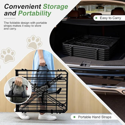 Dog Playpen for Indoor & Outdoor, 24 inch 6 Panels Metal Puppy Playpen for Puppies/Small Dogs, Portable Pet Fence for Yard, Camping, Travelling, Black