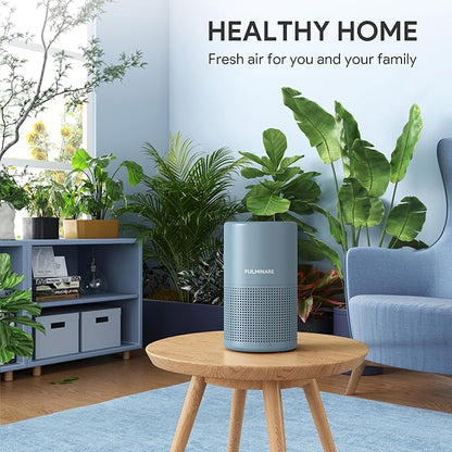 FULMINARE Air Purifiers for Home Bedroom H13 HEPA Air Purifier, 3 Speeds, Timer, 24dB, Small Mini Air Purifier with Night Light, Mist Blue
