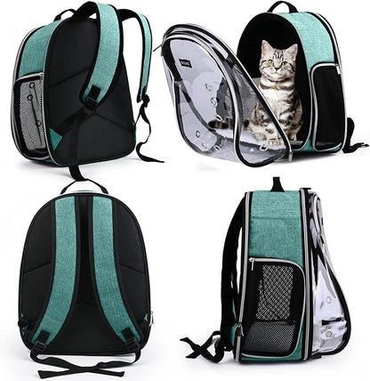 BAGLHER Cat Carrier Backpack Bubble - Fit Up to 18 Lbs - Airline-Approved Dog Backpack Carrier for Small Pets Puppies Dogs Bunny, Space Capsule Dog Carrier Backpack for Travel Outdoor Hiking, Green