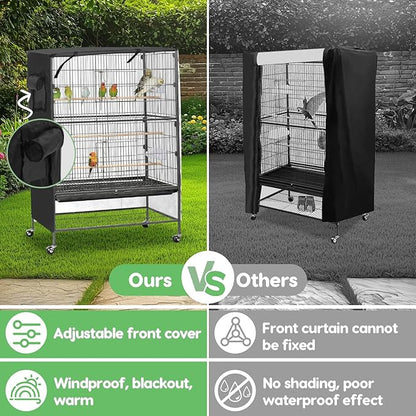 Bird Cage Cover, Large Birds Cage Covers for Night, Birds Cover for Cage with Adjustable Front Curtain, Blackout & Breathable Birdcage Covers for Parrot, Small Animals(Not Include Bird Cage)