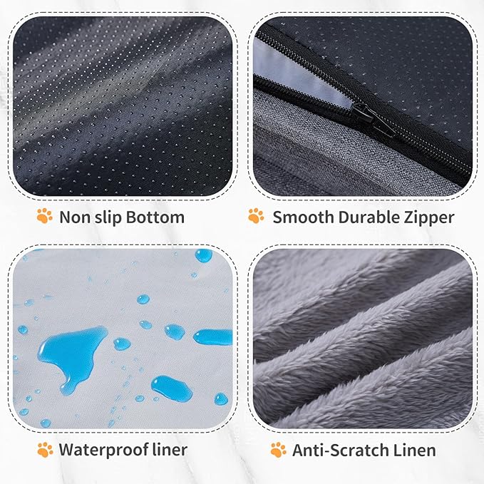 Makigued Orthopedic Dog Bed for Medium Dogs Egg Crate Foam Pet Sofa with Waterproof Liner, Removable Washable Cover, Nonslip Bottom, Cozy Couch for Medium Dogs and Cats, 35.0 x 24.8X 6.7 in, Grey