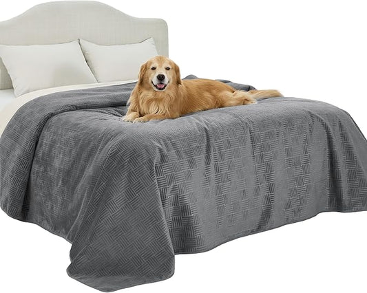 Bedsure Waterproof Bed Cover for Dogs Washable - Waterproof Blanket for King Bed Couch Sofa Cozy, Lightweight Furniture Protector for Pet Cat Quick Drying, Ash Grey, 82x102IN