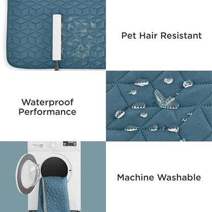 Bedsure 100% Waterproof Couch Cover for Dogs Washable - Non Slip Waterproof Dog Blanket for Bed, Lightweight Furniture Protector Durable for Pet Cat Puppy with Non-Slip Bottom, Blue, 82x120IN