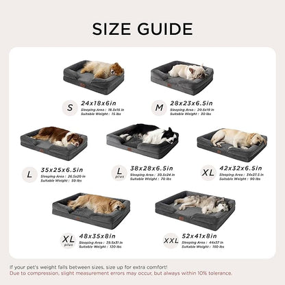 Bedsure Orthopedic Dog Bed Medium Size Dogs - Washable Medium Dog Cat Bed Waterproof, Comfort Pet Couch Sofa with Washable Removable Cover, Pets Bed with Nonskid Bottom, Dark Grey, 28"