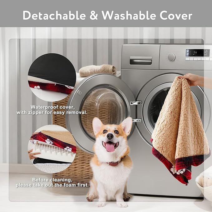 Waterproof Orthopedic Dog Bed for Extra Large Dogs 41x27x4 Inch - Egg Crate Foam Pet Crate Bed with Removable Washable Cover, Plush Top Anti-Slip Bed Mat, Dark Grey