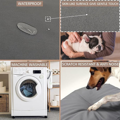 Dog Bed Cover Waterproof Replacement Machine Washable Covers for 54x44 Inch Dog Bed Heavy Duty Scratch Resistant Mattress Protector Pet Bed Cover Only Grey
