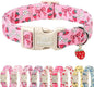Strawberry Bow Dog Collar for Puppy Small Dogs - Cute Pink Spring/Summer Girl Dog Collars, Lightweight Adjustable Female Girly Dogs Collars with Quick Release Buckle XS