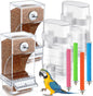 Yaomiao 8 Pcs No Mess Small Bird Feeders with 4 Pcs Cage Perch Automatic Drinker Parakeet Seed Dispenser Quail Feeder and Watered Cage Accessories for Small Birds Parrot Cockatoo Canary(Clear)