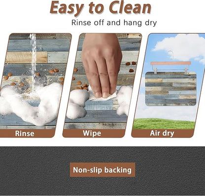 Vintage Barn Wooden Dog Cat Food Mat,Rustic Wood GrainAbsorbent Pet Feeding Mat for Food and Water,Non-Slip Dog Bowl Mats Floor Protector 16"x24"
