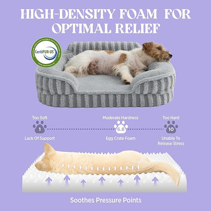 LE SURE Cute Dog Beds for Extra Large Dogs, Orthopedic Waterproof XL Pet Bed with Sides, High Back Non-Slip and Egg-Crate Foam Big Dog Couch Sofa with Washable Removable Cover, Grey