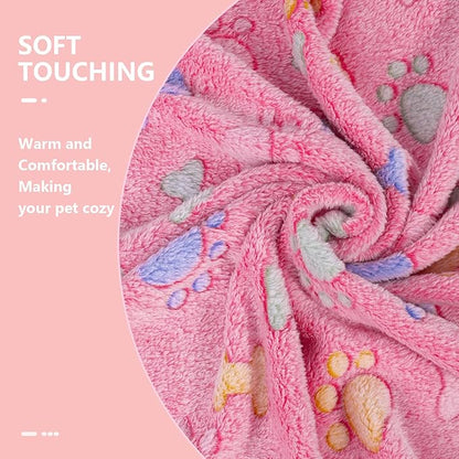 LeapSheep Pet Blankets for Dogs Cats - 3Pack Bone Pattern Super Soft Fluffy Dog Blankets for Small Medium Large Doggy Kitten (Bone, Medium)