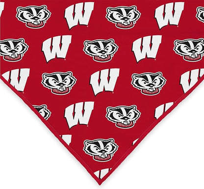 Wisconsin Badgers Officially Licensed Bandana for Dogs and Cats | Fits Pets Great Gift Idea | Easy-to-Tie (Small, 13")