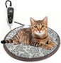 Cat Heating Pad Round with Smart Thermostat Switch and Power Line Protection Tube,Obtained MET and UL Dual Certification,Waterproof Pet Heating Pad for Cats-Rose