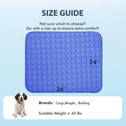 MICROCOSMOS Summer Cooling Mat & Sleeping Pad- Water Absorption Top, Materials Safe, Easy Carry, EZ Clean. Keep Cooling for Pets, Kids and Adults.(Navy Blue, 36" x24")