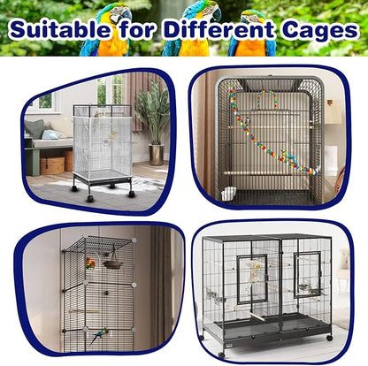 Universal Bird Cage Seed Catcher Net, White Adjustable Birdcage Mesh Cover, Stretchy Band Skirts Bird Cage Net for Parrot Cages Stops Scatter, Breathable & Reusable