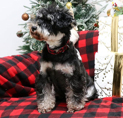 Unique style paws Christmas Dog Collar Metal Buckle Red Black Plaid Puppy Collar Gift Durable Cute Collar for Small Medium Large Boys Girls Dogs