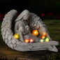 Solar Garden Decor - Memorial for Loss of Dog with Angel Statue, Solar Powered Outdoor Pet Memorial Stone & Dog Remembrance Gift for Backyard, Cemetery Handmade Eco-Resin, 7 LED Lights