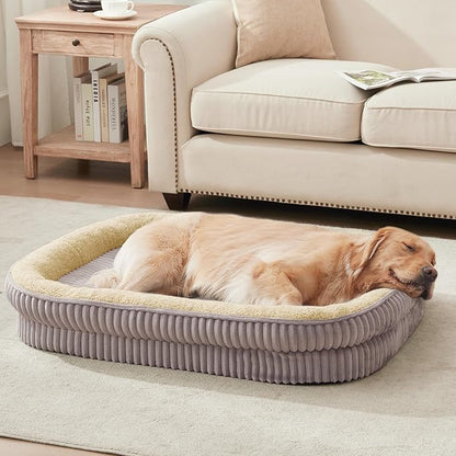 Orthopedic Dog Bed for Large Dogs Breeds, High Density Egg Crate Foam Dog Sofa Beds,Oval Kennel Bed, Pet Couch Bed with Four Sided Bolster, Removable Washable Cover& Non-Slip Bottom