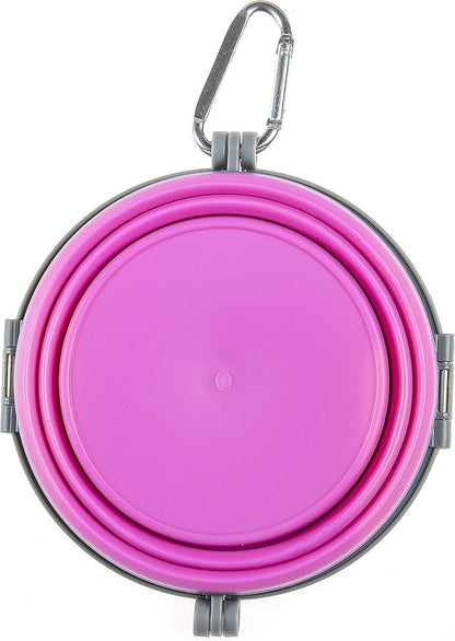 Loving Pets Bella Roma Collapsible Dog Bowls - Silicone Dog Bowls, Foldable Bowl, Puppy Essentials & Hiking Pet Supplies Great for Home & Travel (Pink, Small)