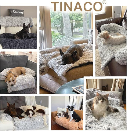 Tinaco Calming Dogs/Cats Bed Mats, Dog Pad Washable Removable Couch Cover, Plush Long Fur Mat for Pets, Waterproof Lining, Perfect for Small, Medium and Large Dogs and Cats (Desert Brown, 41"x37")