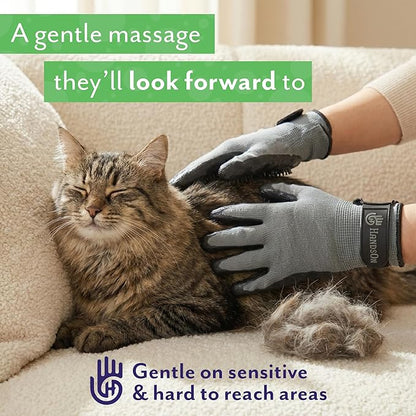 H HandsOn Pet Grooming Gloves - Patented #1 Ranked, Award Winning Shedding, Bathing, & Hair Remover Gloves - Gentle Brush for Cats, Dogs, and Horses (Black, Small)