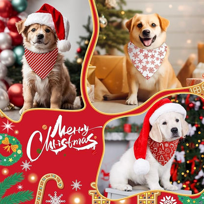 Abbylike 50 Pcs White and Red Dog Bandanas Bulk Polka Dots Stripes Snowflake Bandanas for Dog Triangle Kerchief Bibs Scarf for Pet Party Costume Photo Props Accessories, 25 Styles (25.6 x 17.7 x 17.7)