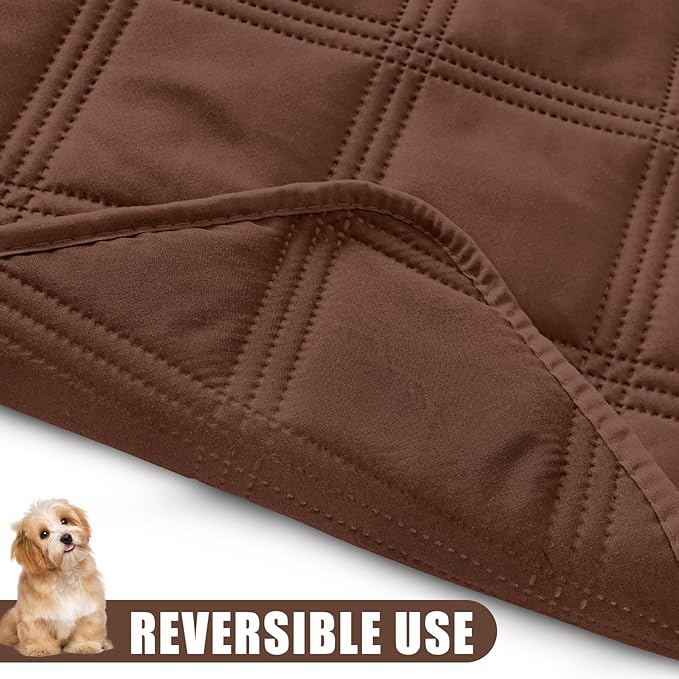 Smiry Waterproof Dog Bed Cover Blanket 68x82, Soft Reversible Pet Blanket, Washable Leakproof Cats Dogs Couch Cover for Sofa, Couch, Furniture, Brown/Brown