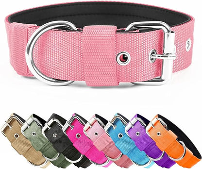 Heavy Duty Tactical Dog Collar - 1.5" Width Military Durable Thick Nylon with Adjustable Metal D Ring & Buckle Working Training K9 Collar for Medium Large Dogs (M(17"-20"), Pink)