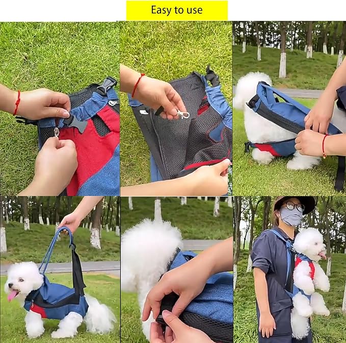 Lightweight Pet Backpack Carrier for Small Dogs & Cats - Easy-Fit Adjustable Straps, Basic Legs-Out Design, Durable for Daily Use (Fits Pets Under 15lb) (Red-White Color-Blocked, Large)